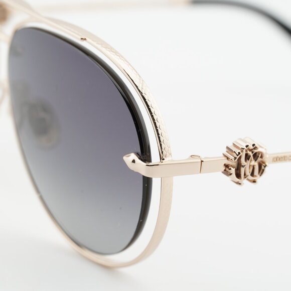 Roberto Cavalli SRC032M 0300 Sunglasses Gold Aviator Frame, Grey Lenses main image 4